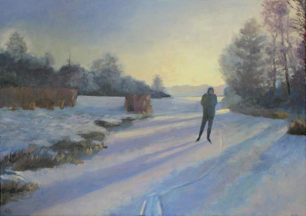 skater on snowy ice